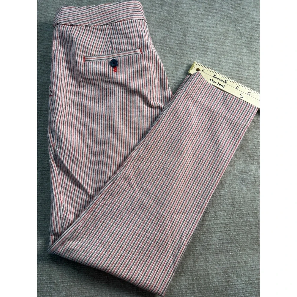 Banana Republic Avery Striped Ankle Pants Red Navy‎ White Tie Waist Womens 0
